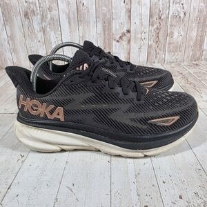 Hoka Clifton 9 Womens Running Shoes Black Rose Gold 1127896 BRGL Size 8.5B